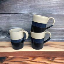 Load image into Gallery viewer, Cecily Willis Black and White Mug Blue Stripe