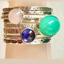 Load image into Gallery viewer, Silver and gemstone stacking rings