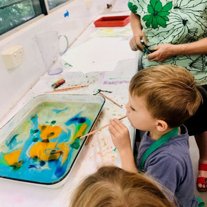Kids School Holiday Arts and Crafts - Marbling and Monoprinting