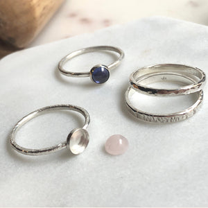 Silver and gemstone stacking rings